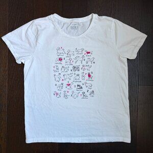 J. Crew Factory Collector Alphabet Dogs Graphic Tee (White) - Large